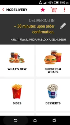 McDelivery India - North&East android App screenshot 2